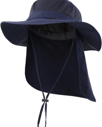 Outdoor UPF50+ Mesh Sun Hat Wide Brim Fishing Hat with Neck Flap Sun Hat for Men Women