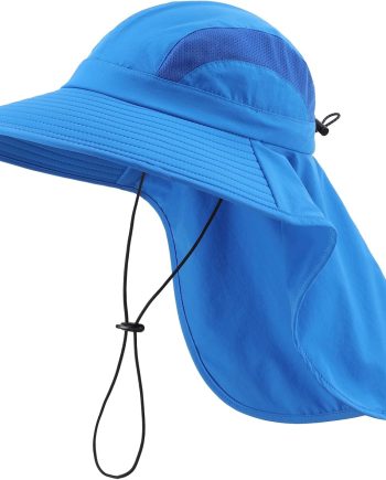 UPF 50+ Sun Hats for Men Women Wide Brim Fishing Hat with Neck Flap UV Protection Sunblock Safari Bucket Hat