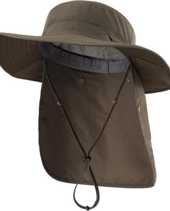 UPF 50+ Sun Hats for Men Women Wide Brim Fishing Hat with Neck Flap Summer Safari UV Protection Bucket Hat