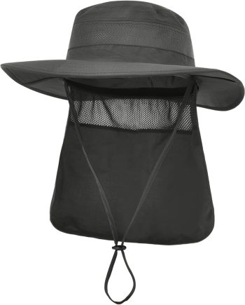 Men&Women Foldable Outdoor Sun Hat with Packable Neck Flap, UV Sun Protection Wide Brim Safari Cap