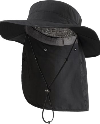 UPF 50+ Sun Hats for Men Women Wide Brim Fishing Hat with Neck Flap Summer Safari UV Protection Bucket Hat