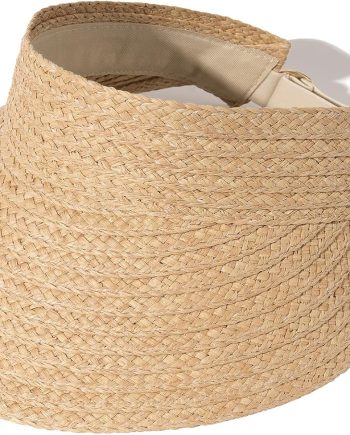 Sun Visor Hats for Women Wide Brim Straw Visors Womens Foldable Beach Visors Summer Packable Ponytail Beach Hat