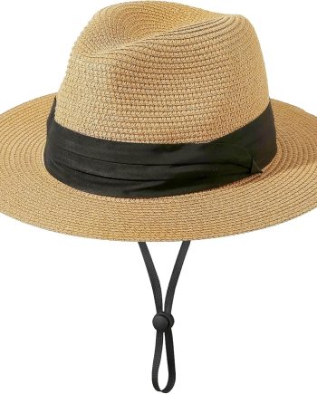 Kids Straw-Sun-Hat Boys Panama-Beach-Hat Girls Wide-Brim Sun Protection Fedora-Straw-Hat fit for 5-9T Summer-Outdoor