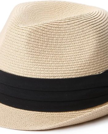 Fedora Straw Sun Hat for Men Women Foldable Roll Up Short Brim Trilby Hat Panama Beach Hat UPF 80+
