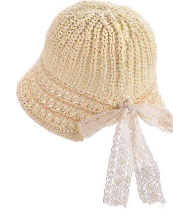 Women's Crochet Bucket Hat - UV Protection Lightweight Packable Faux Straw Sun Hat for Outdoor Beach Travel Hiking